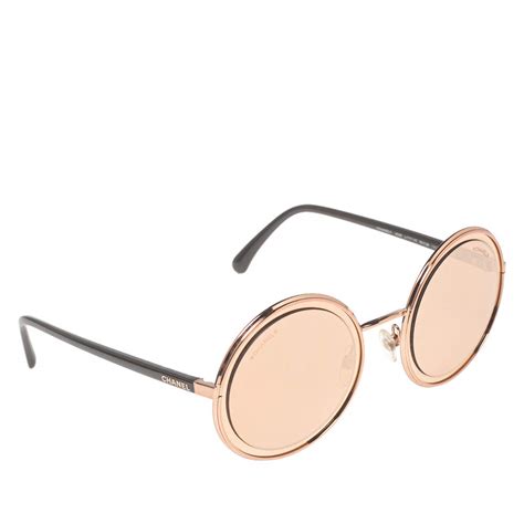 chanel rose gold round sunglasses